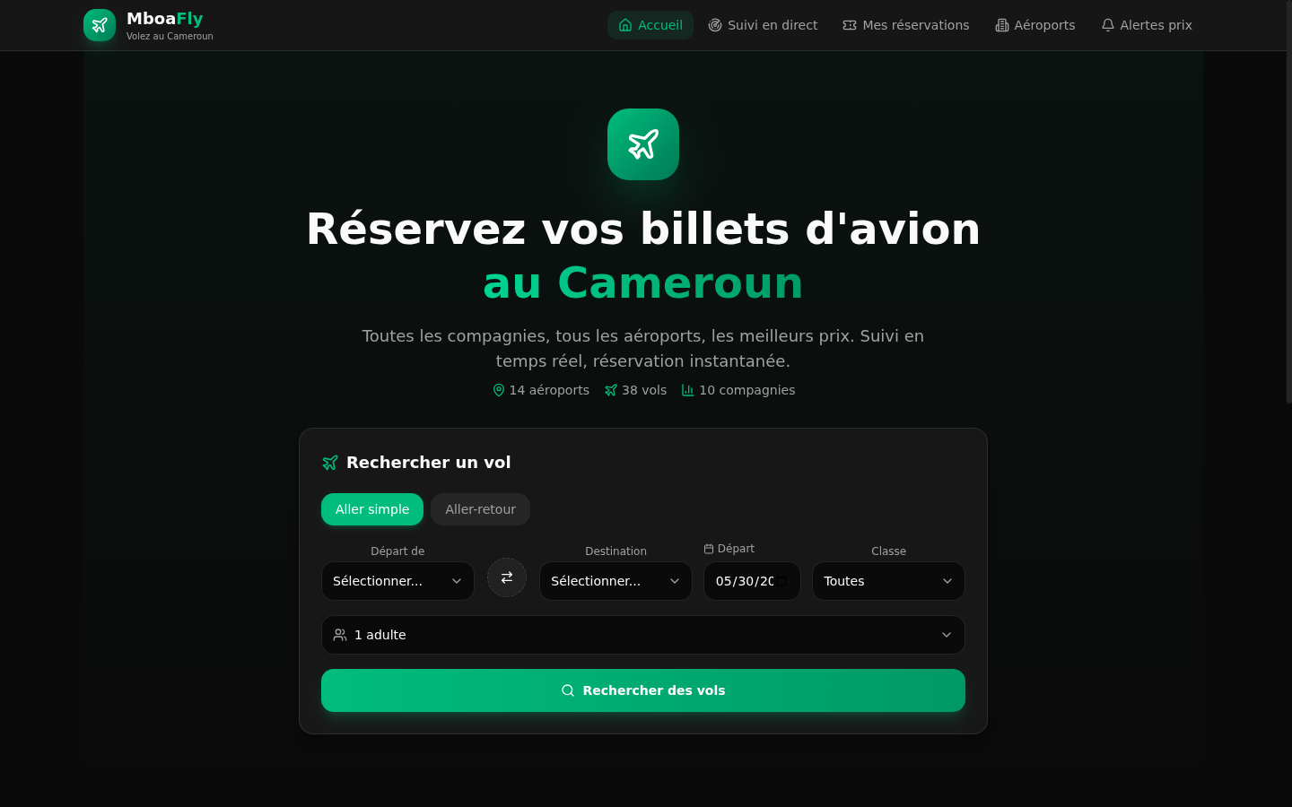 MboaFly — Réservation de billets d'avion au Cameroun